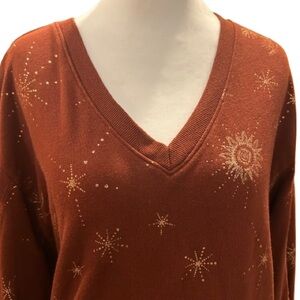 Democracy Foil Print Celestial V-neck Sweatshirt Earthy Witch Indie Boho Size M
